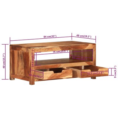 vidaXL Coffee Table 33.1"x19.3"x15.7" Solid Wood Acacia
