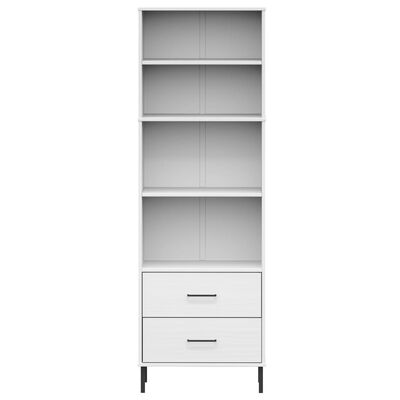 vidaXL Bookcase with 2 Drawers White 23.6"x13.8"x70.9" Solid Wood OSLO