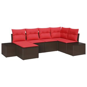 vidaXL Garden Sofa Set with Cushion 6 pcs Brown Poly Rattan