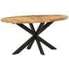vidaXL Dining Table Rough Mango Wood Powder-Coated Steel
