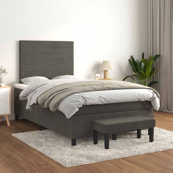vidaXL Box Spring Bed Dark gray, white