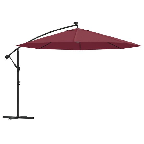 vidaXL Cantilever Garden Parasol Bordeaux Red Polyester Fabric, Metal