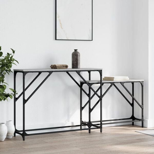 vidaXL Nesting Console Table Grey sonoma Engineered wood, metal Compact