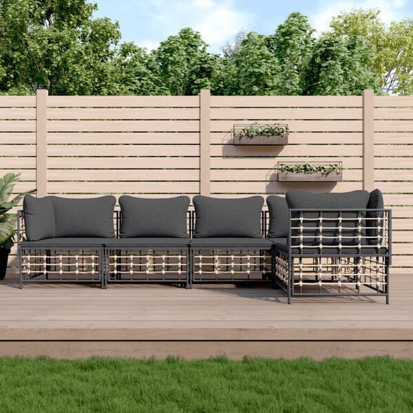 vidaXL Garden Lounge Set Charcoal Poly rattan Large Modular