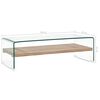 vidaXL Coffee Table Clear and Oak Tempered Glass and MDF 38.6x17.7x12.2 in