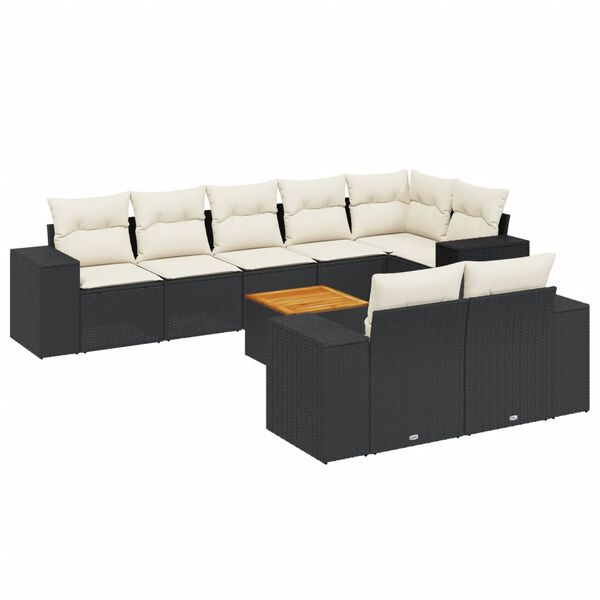 vidaXL Garden Sofa Set Black, Cream White
