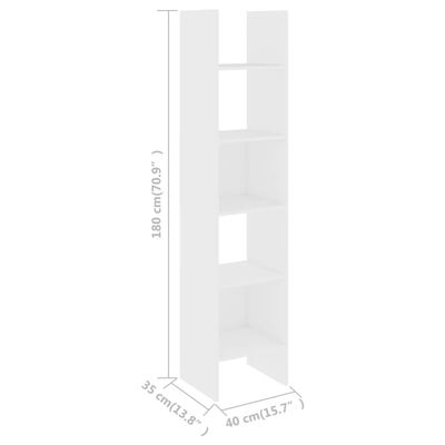 vidaXL Book Cabinet White 15.7"x13.8"x70.9" Engineered Wood