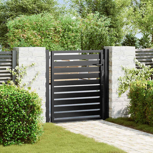vidaXL Patio Gate Lockable Black 39.4x39.4" Aluminium