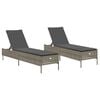 vidaXL Sun Lounger Grey PE Rattan Standard Adjustable Armrests