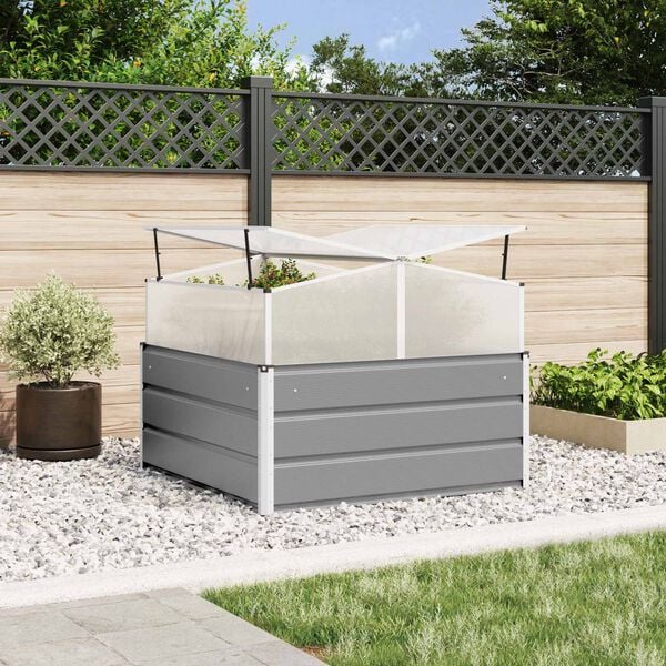 vidaXL Planter Light Grey 39.37 x 39.37 x 30.31 in Galvanised Steel