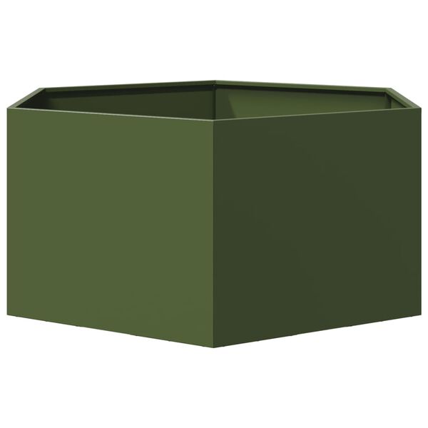 vidaXL Garden Planter Olive Green Steel Large Durable Garden Planter