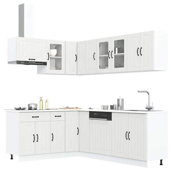 vidaXL Kitchen Cabinet Set White Engineered Wood, Glass 11 Piece Set