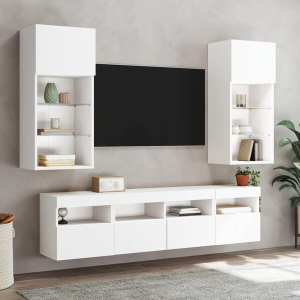 vidaXL 5 Piece TV Wall Units with LED White Engineered Wood