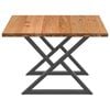 vidaXL Dining Table Light Brown Solid Oak Wood, Powder-Coated Steel Large