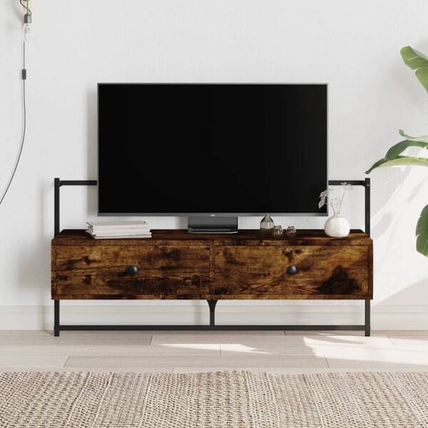 vidaXL TV Cabinet Smoked Oak Engineered Wood 39.6 x 11.8 x 20.1 in