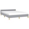 vidaXL Bed Frame With Headboard Light Grey Polyester Queen