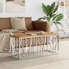 vidaXL Coffee Table Silver Stainless steel, solid acacia wood Medium