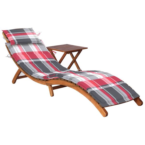 vidaXL Patio Sun Lounger With Table Red
