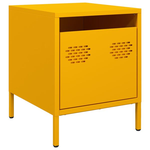 vidaXL Bedside Cabinet Mustard Yellow Cold-rolled Steel Compact