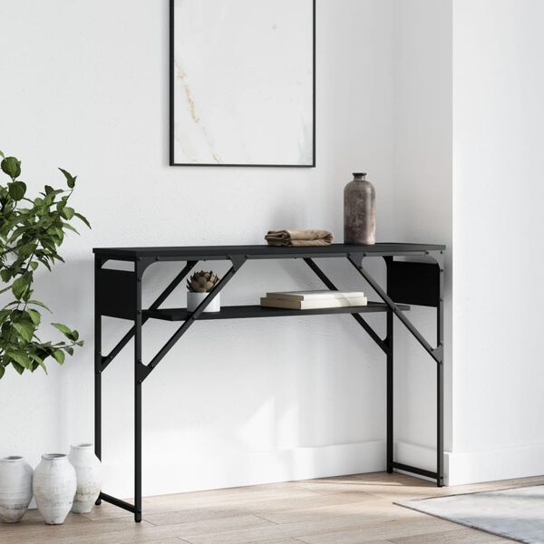 vidaXL Console Table Black Engineered wood Narrow Adjustable Feet