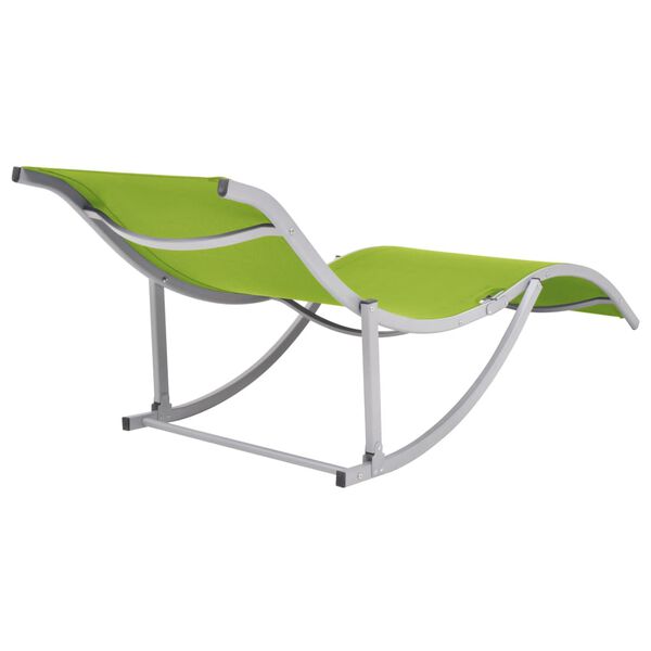 vidaXL Sun Lounger Set of 2 Green and Gray Textilene fabric and aluminum