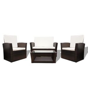 vidaXL Garden Sofa Set Brown, Cream White