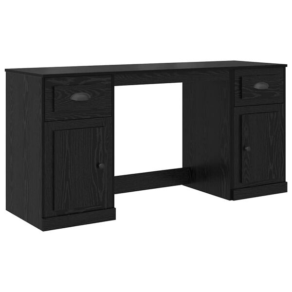 vidaXL Desk with Cabinet with Door Black Oak 60.83 x 19.69 x 29.53 in