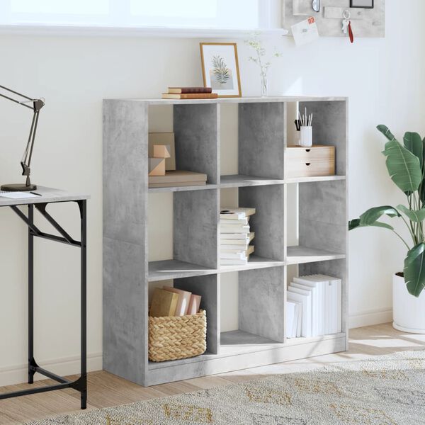 vidaXL Bookcase Concrete Grey Engineered Wood 40.2x12.6x42.5 in Bookcase