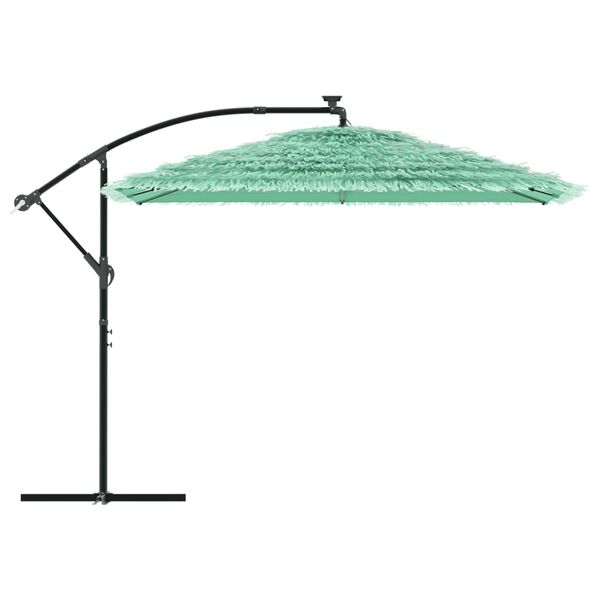 vidaXL Garden Parasol Green Polyester, Steel, Straw Large Tiltable