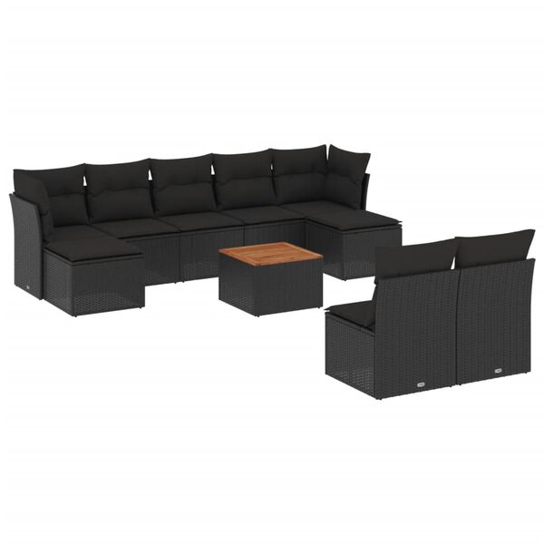 vidaXL Garden Sofa Set Black and Brown