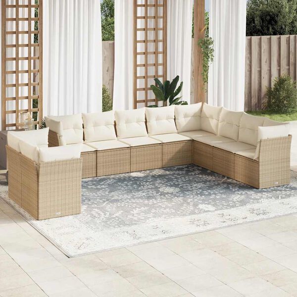 vidaXL Garden Sofa Set Beige PE Rattan Large Garden Sofa Set