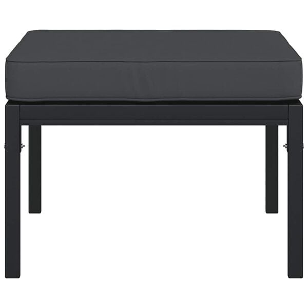 vidaXL Garden Footstool Black and Grey Powder-Coated Steel, Polyester, Foam