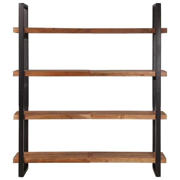 vidaXL Bookcase Natural Wood, Black Solid Acacia wood, Iron Large