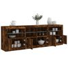 vidaXL Sideboard with LED Lights Smoked Oak 79.5"x14.6"x26.4"