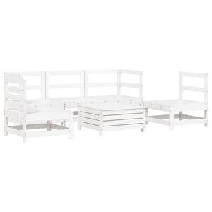 vidaXL Garden Sofa Set White Solid pine wood, Plywood Medium Modular