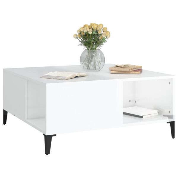 vidaXL Coffee Table High gloss white Engineered wood, metal Coffee Table