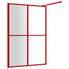 vidaXL Walk-in Shower Wall with Clear ESG Glass Red 55.1"x76.8"