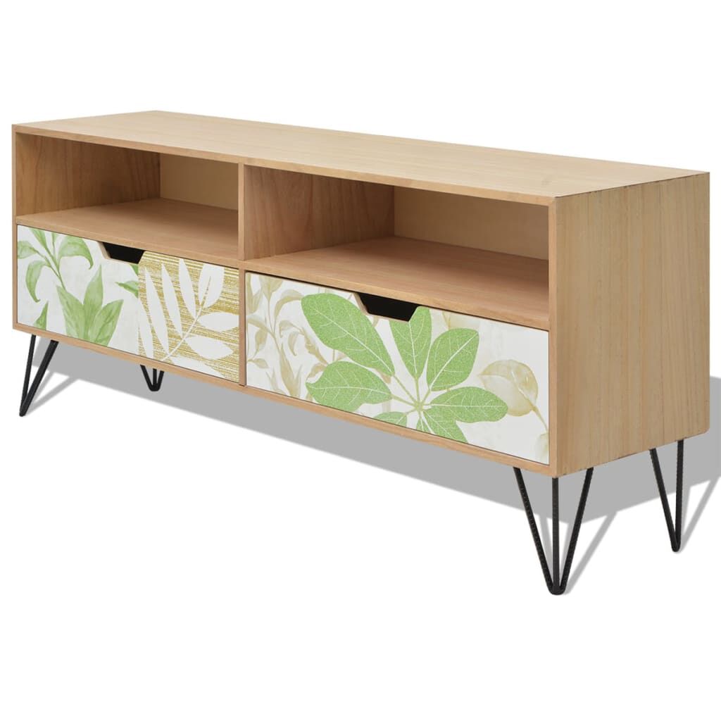 vidaXL TV Cabinet Brown, White, Green MDF, Steel 47.2 x 11.8 x 19.7 in