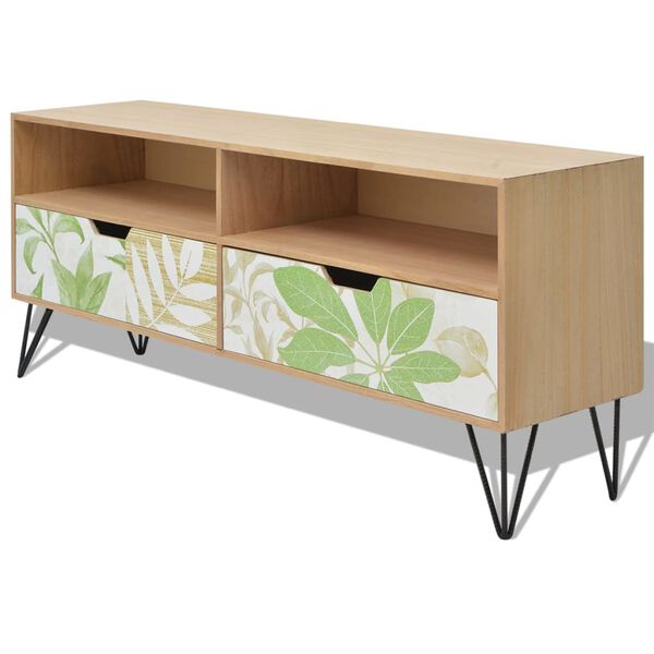 vidaXL TV Cabinet Brown, White, Green MDF, Steel 47.2 x 11.8 x 19.7 in