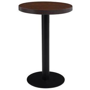 vidaXL Bistro Table Dark Brown, Black MDF, Steel Compact Round Modern