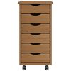 vidaXL Rolling Cabinet Honey Brown Solid Pine Wood Medium