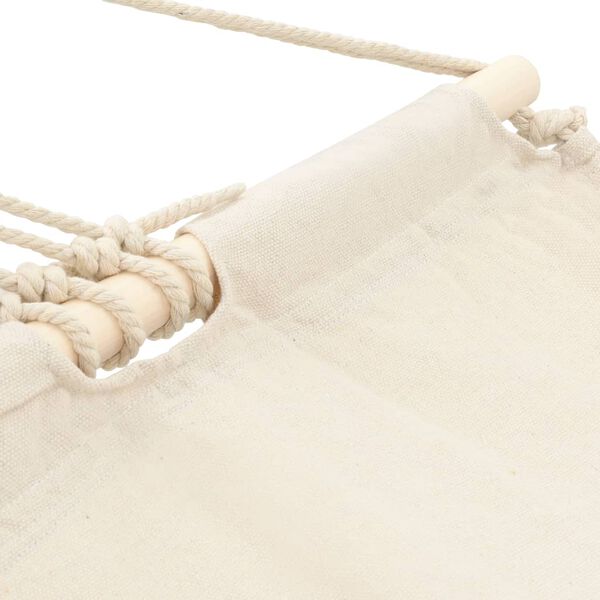 vidaXL Hammock Cream Cotton and Polyester Blend with Wooden Bar Large