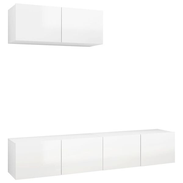 vidaXL TV Cabinet Set of 3 High gloss white Engineered wood Medium