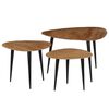 vidaXL Coffee Table Set of 3 Brown and Black Solid Acacia Wood and Steel