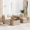 vidaXL Garden Sofa Set Beige PE rattan 6 Piece Set Adjustable Armrests