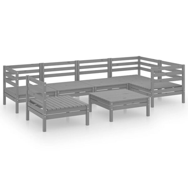 vidaXL Garden Lounge Set Grey Solid pinewood 7 Piece Set Modular