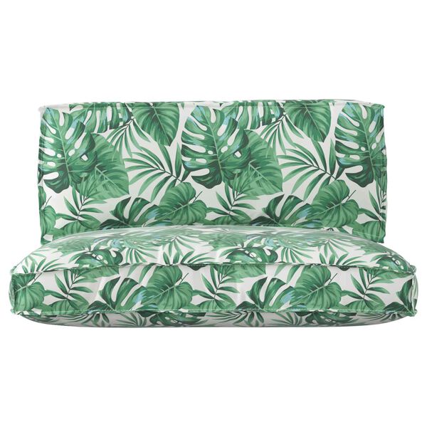 vidaXL Pallet Cushion Set Floral 2 pcs Leaf pattern Oxford Fabric