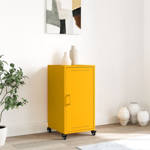 vidaXL Sideboard Mustard Yellow Cold-rolled steel 14.2x15.4x28.3 in