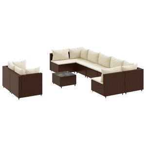 vidaXL Patio Sofa Set Set of 9 Brown, Cream white