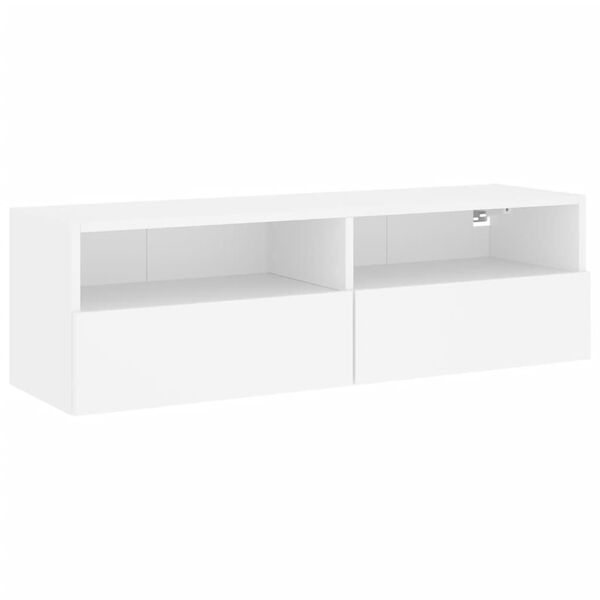 vidaXL TV Wall Cabinet White Engineered Wood 39.4 in TV Wall Cabinet